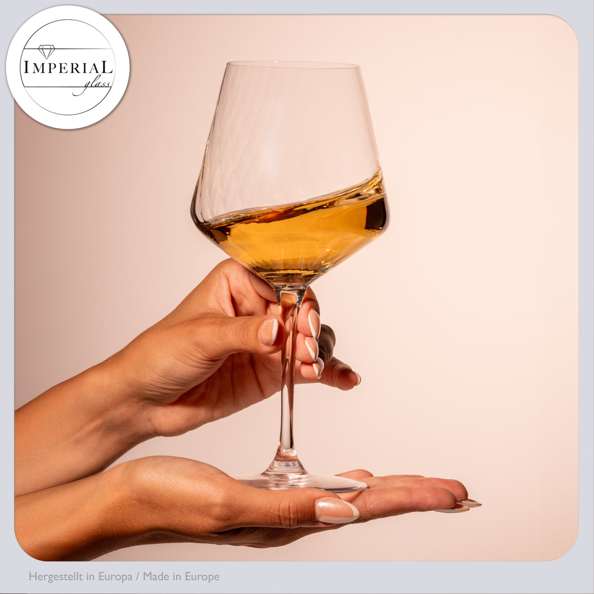 IMPERIAL glass karbowane kieliszki do Chardonnay, zestaw 6 sztuk, 570 ml, ze szkła krystalicznego „London”
