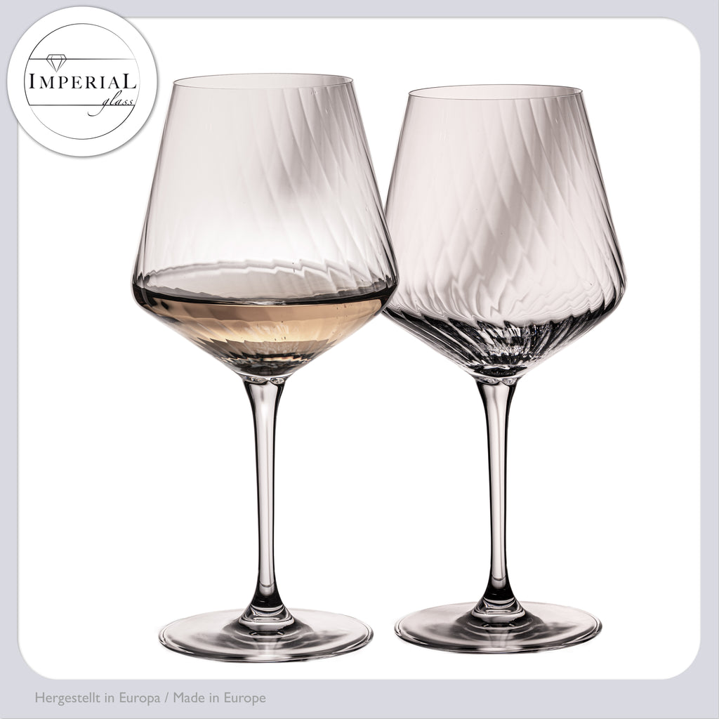 IMPERIAL glass Kieliszki do Chardonnay zestaw 2 sztuk - karbowane kieliszki do białego wina 570ml ze szkła krystalicznego "London"