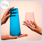 IMPERIAL glass Blaue Wasserkaraffe Set mit 4 farbigen Trinkgläsern aus Crystalline Glas 5-teilig
