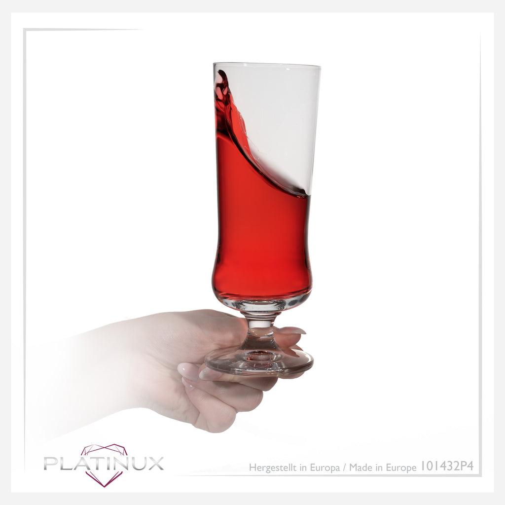 PLATINUX Eleganckie szklanki koktajlowe ze szkła krystalicznego 300 ml, zestaw 4-częściowy szklanki do long drinków, szklanki do mrożonej kawy