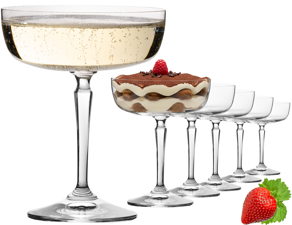 IMPERIAL glass Eckige Sektschalen 260ml Set 6-Teilig "Rio" Champagnergläser aus Crystalline Glas
