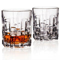 IMPERIAL glass Szklanki do whiskey 330ml, zestaw 2 szt. ze szkła krystalicznego - szklanka do whiskey typu tumbler z reliefem i grubym dnem, można myć w zmywarce