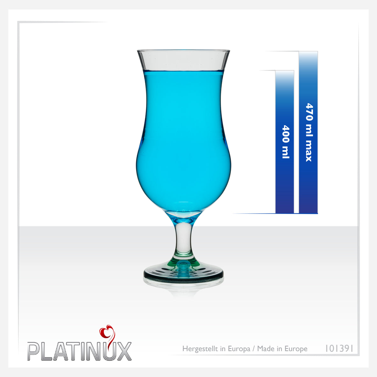 PLATINUX Szklanki koktajlowe z efektem Ombré zielone 400ml (maks. 470ml) Zestaw 6-częściowy Szklanki barowe