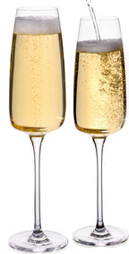 IMPERIAL glass kwadratowe kieliszki do szampana 270ml, zestaw 2 sztuk, kieliszki do szampana i prosecco ze szkła krystalicznego, seria „Milano”, można myć w zmywarce