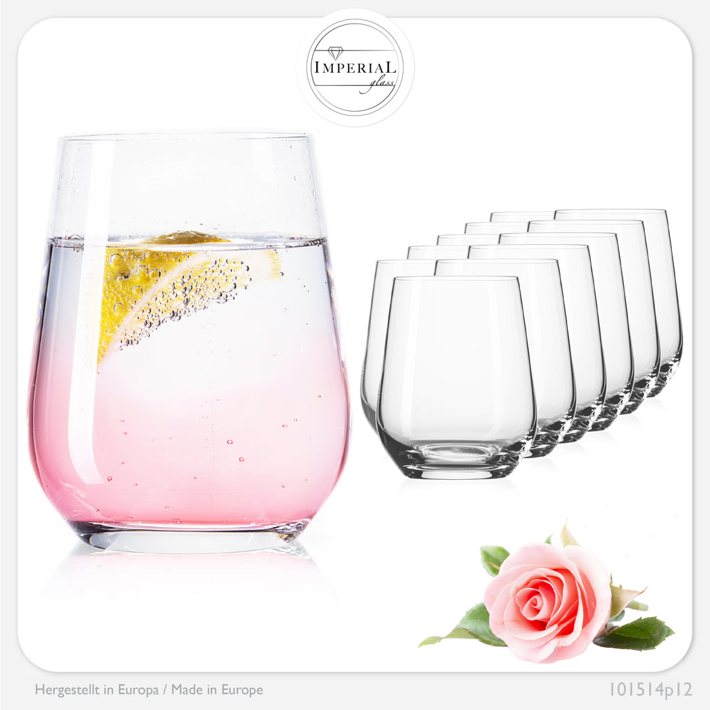 IMPERIAL glass Trinkgläser aus Glas 330ml (max. 450ml) Set 12-Teilig Getränkeglas Wassergläser