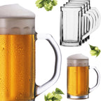 PLATINUX Zestaw 6 kufli do piwa ze szkła z uchem o pojemności 500ml (max. 650ml)