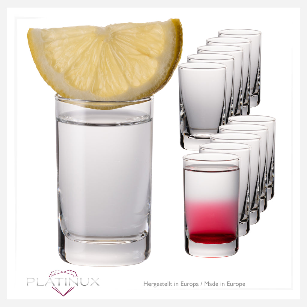 PLATINUX Kieliszki Shot 30ml - Zestaw 12 kieliszków do wódki ze szkła - Można myć w zmywarce