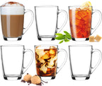 PLATINUX Szklanki do kawy szklanki do herbaty z uchwytem Zestaw 6 sztuk 250ml (maks. 320ml)