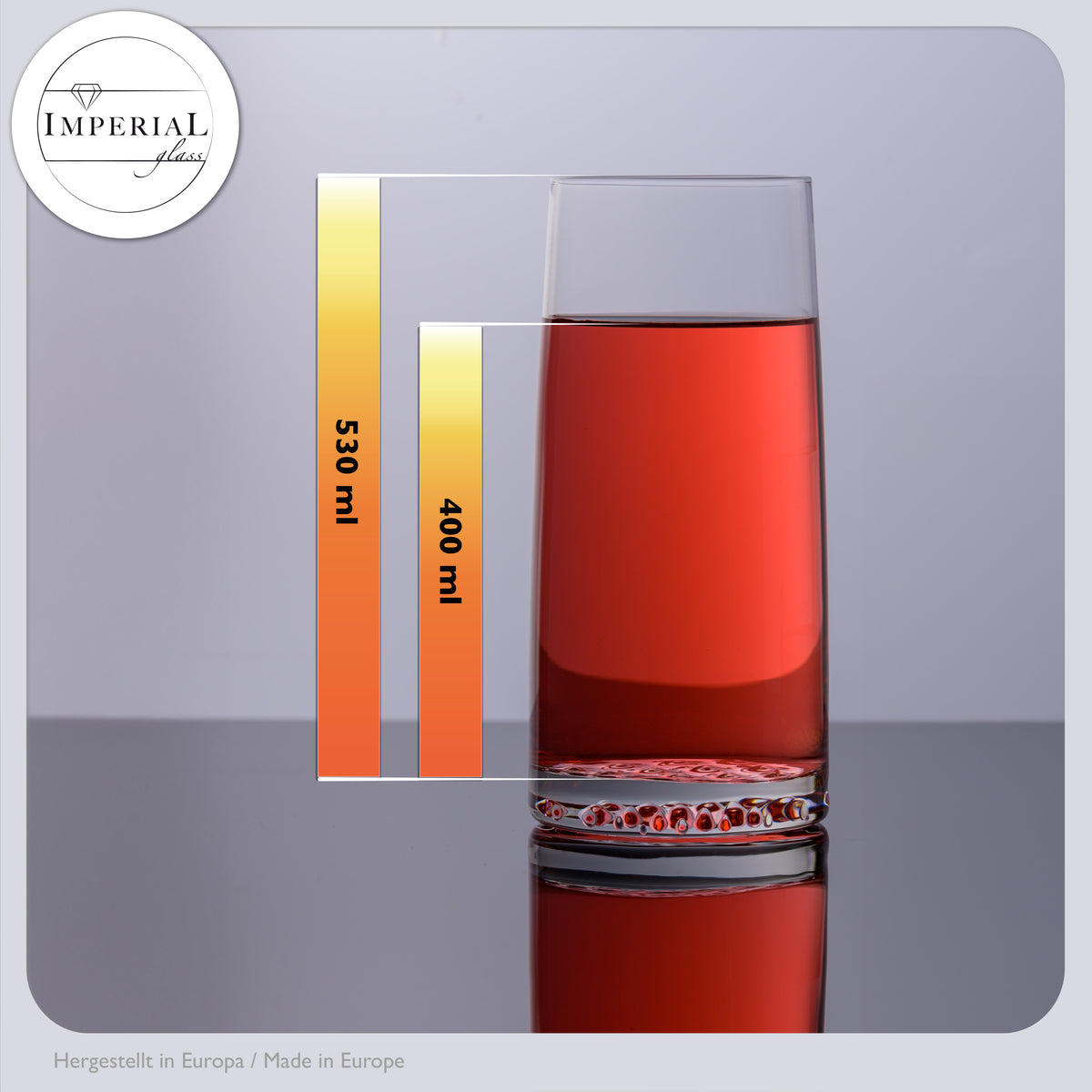 IMPERIAL glass Trinkgläser 6er Set "Faro" - Wassergläser aus Crystalline Glas 530ml, strukturierter Boden spülmaschinenfest