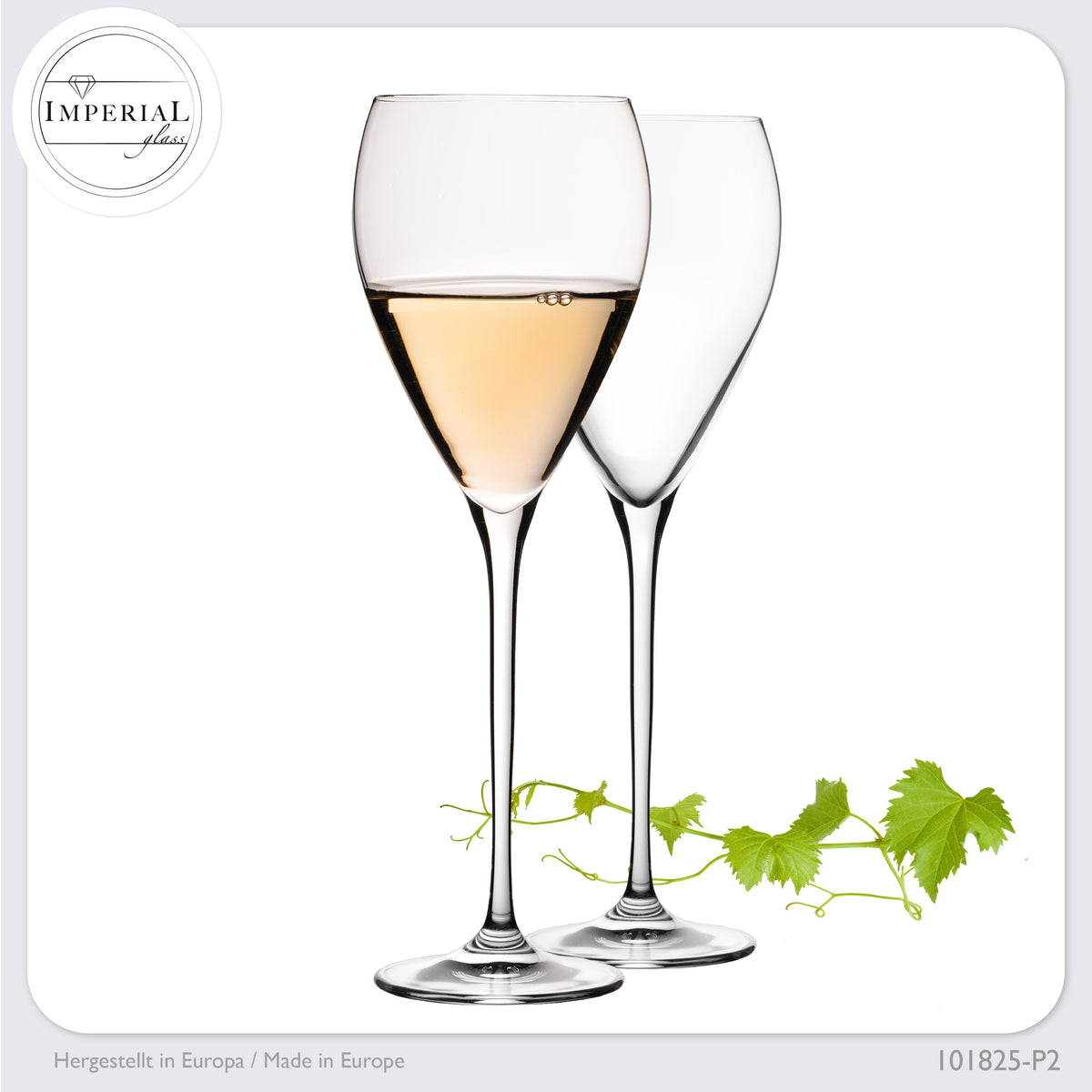 IMPERIAL glass Tropfenförmige Weißweingläser 350ml "Paris" Set 2-Teilig Weingläser aus Crystalline Glas