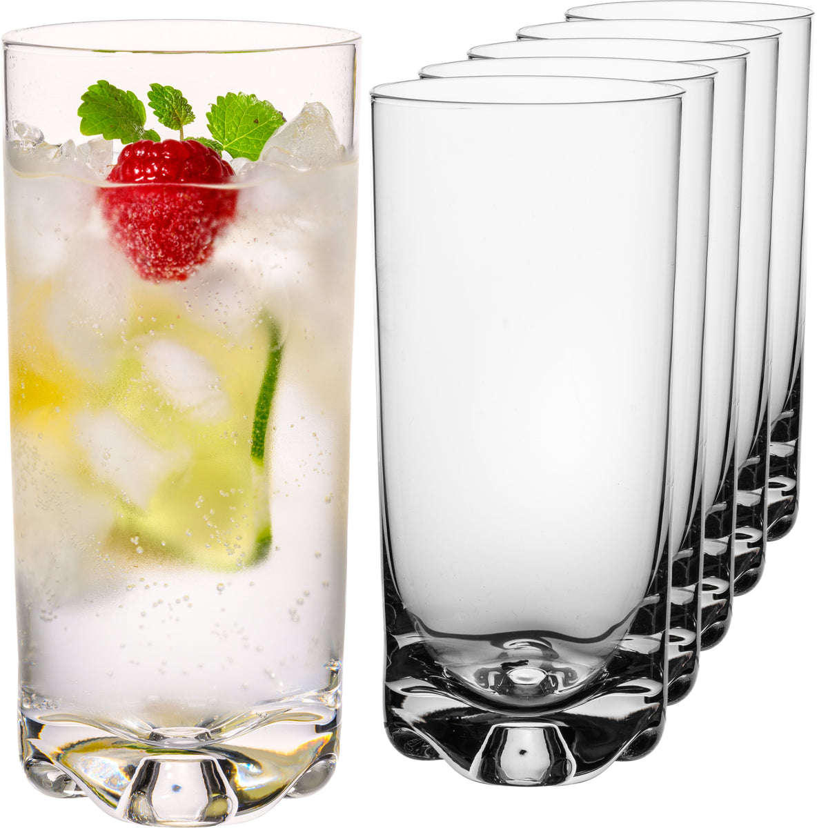 Szklanki IMPERIAL 6 sztuk 400ml, można myć w zmywarce - Szklanki do wody z bezołowiowego szkła kryształowego - Szklanki typu highball z falistym dnem