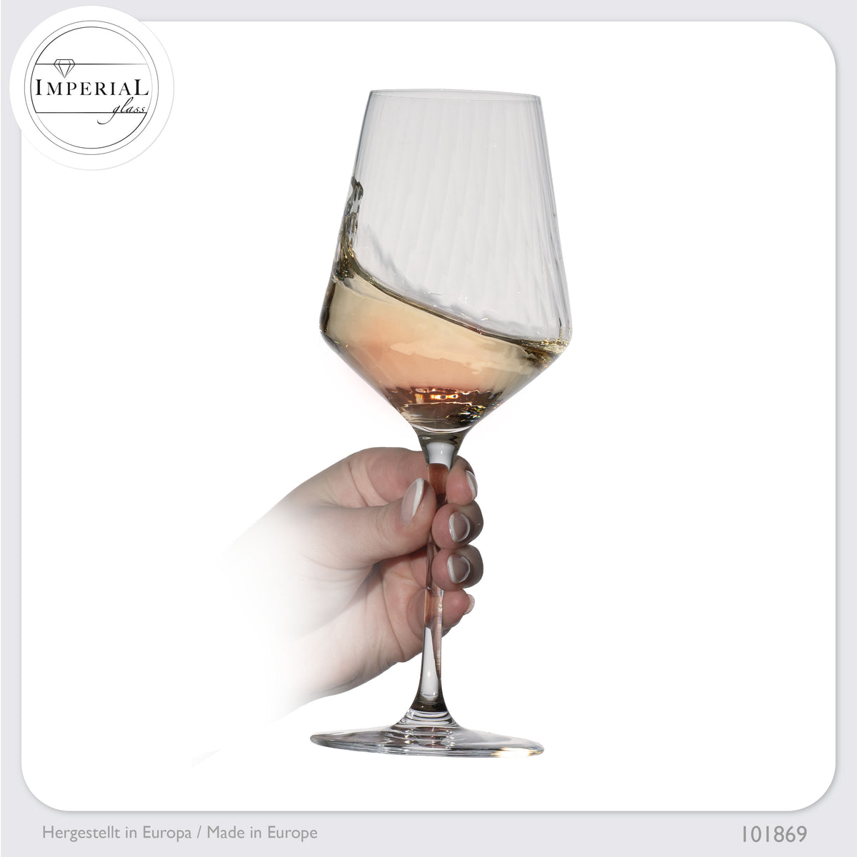 IMPERIAL glass Weißweingläser 460ml "London" Set 4-Teilig geriffelte Weingläser aus Crystalline Glas