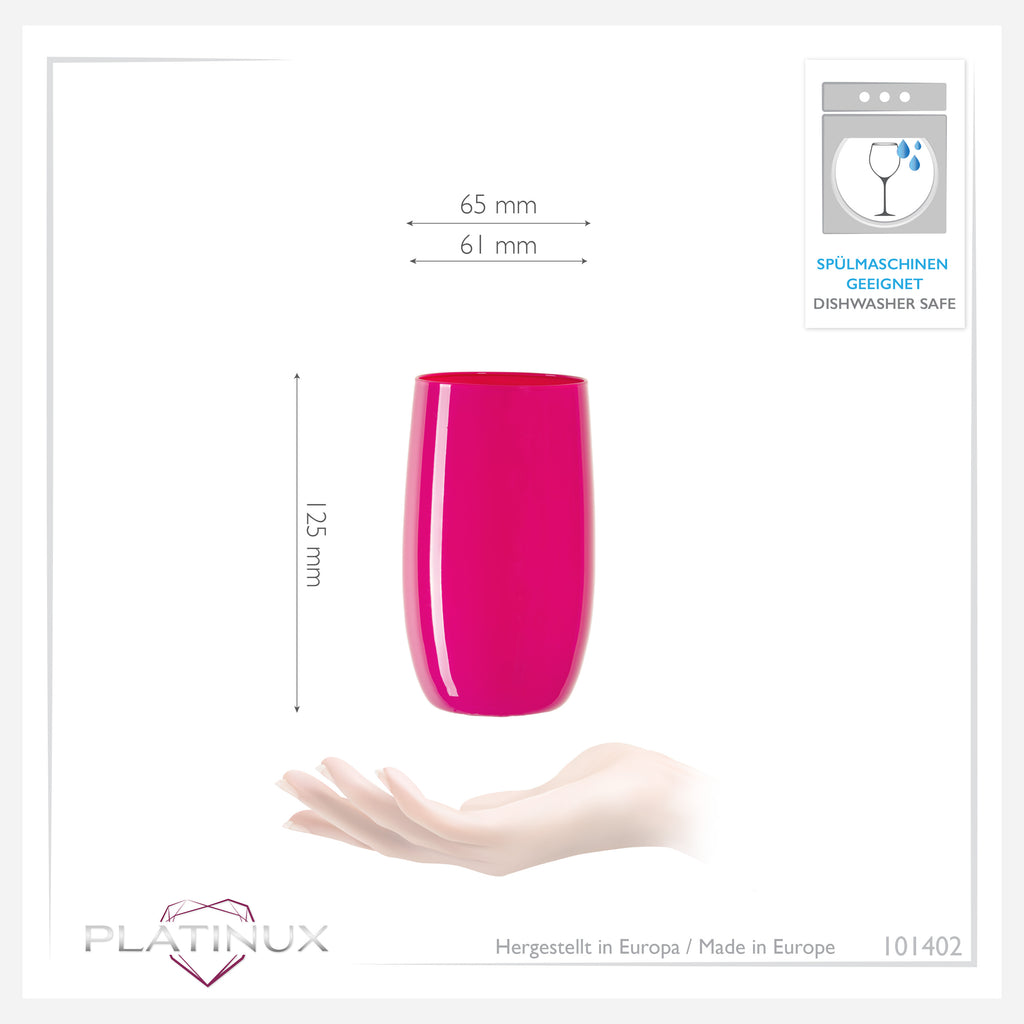 PLATINUX Kolorowe Eleganckie Szklanki 320ml (max. 400ml) Zestaw 6 Sztuk Szklanki do Wody, Szklanki do Soków