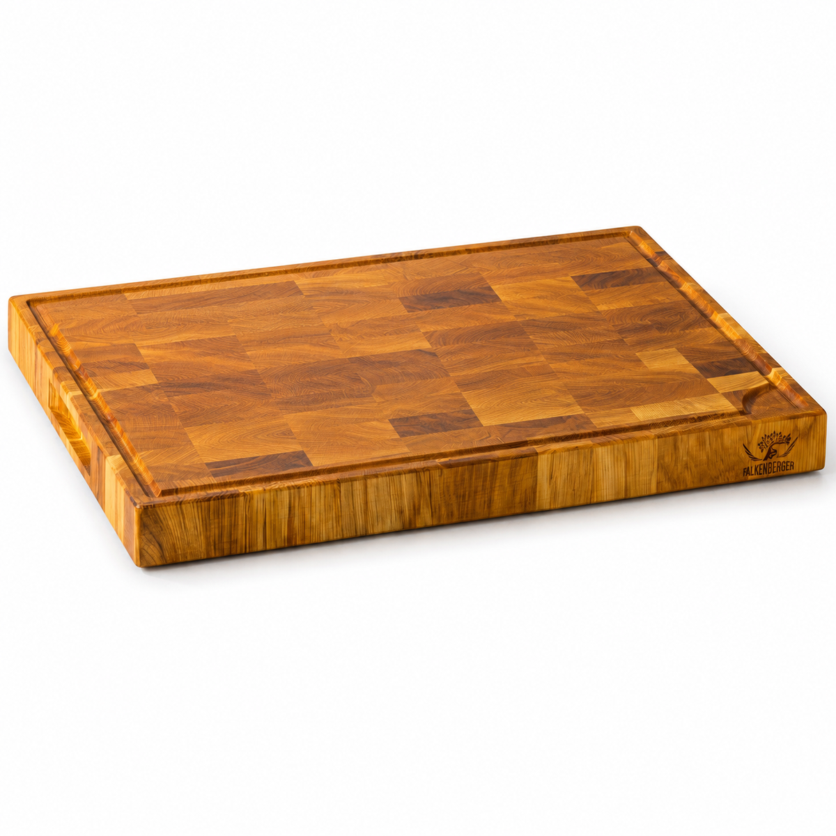 FALKENBERGER Stirnholz Schneidebrett aus massiver Eiche 50 × 35 × 4 cm XL Handgefertigt