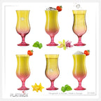 PLATINUX Kieliszki koktajlowe żółto-różowe szklane zestaw 6 sztuk 400ml (max.470ml) Szklanki do long drinków duże