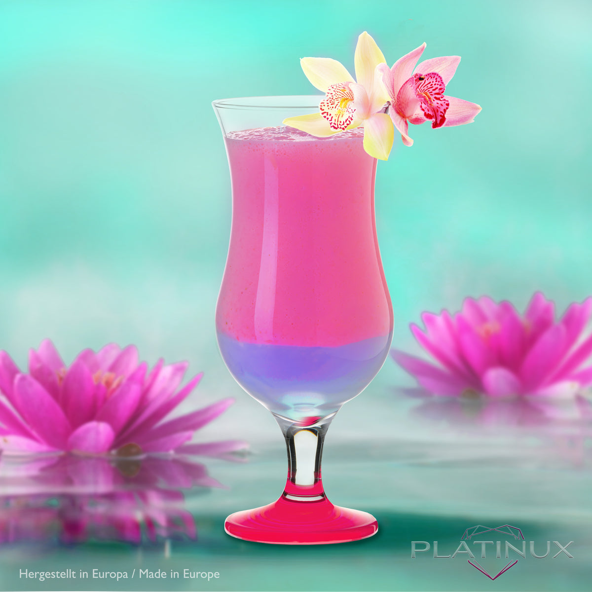 PLATINUX Zestaw 6 szklanek koktajlowych 400 ml (maks. 470 ml) Szklanki do drinków Szklanki barowe Hurricane Duże (różowe)