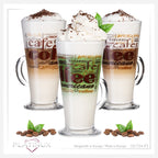 PLATINUX Szklanki do kawy z motywem, maks. 280 ml, 3-częściowy zestaw, szklane, do latte macchiato, z uchem, szklanki do cappuccino