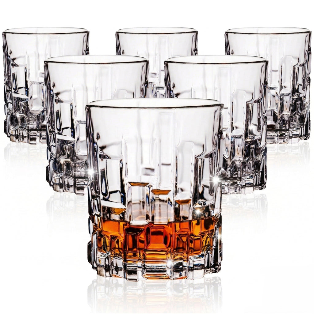 IMPERIAL glass Szklanki do whisky 330ml Zestaw 6 sztuk ze szkła kryształowego - Szklanki do whisky Tumbler z reliefową strukturą i masywnym dnem Można myć w zmywarce