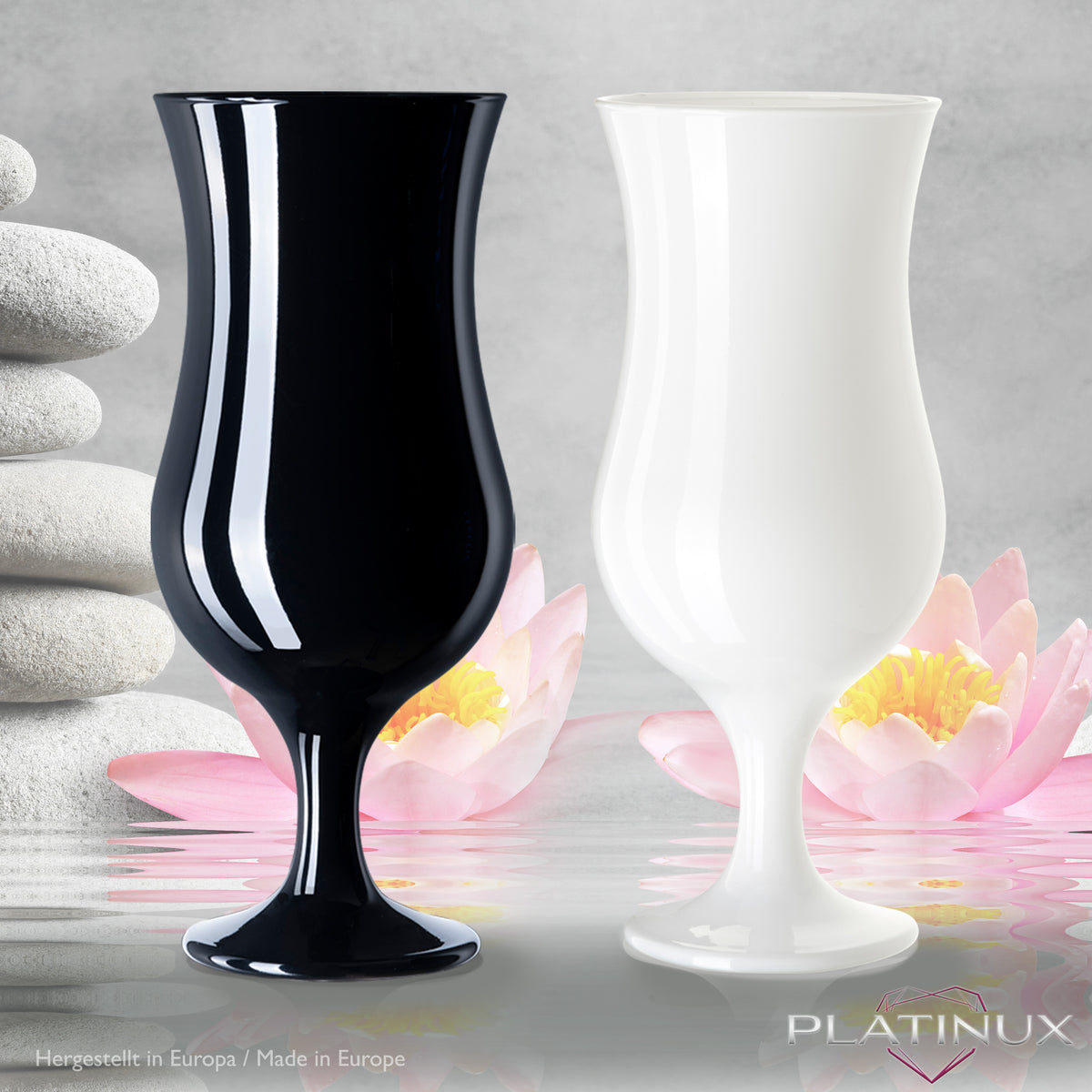 PLATINUX Zestaw 6 szklanek do koktajli Black&White 400ml (maks. 470ml) Szklanki do drinków Szklanki barowe