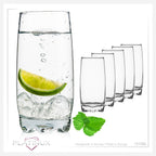 PLATINUX Zestaw 6 szklanek 350ml, fasetowane dno, szklanki do wody, szklanki do soków