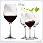 IMPERIAL glass Rotweingläser 450ml "London" Set 4-Teilig geriffelte Weingläser aus Crystalline Glas Universalweingläser