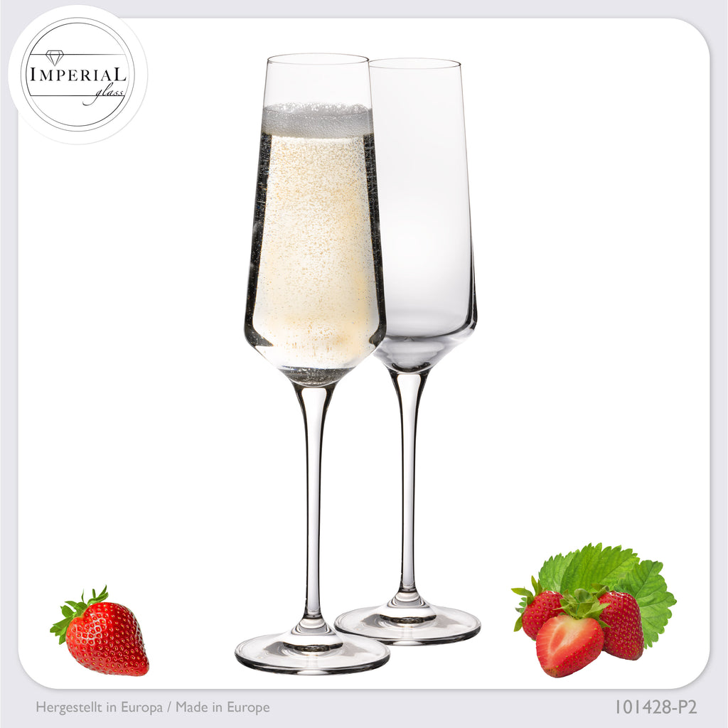 IMPERIAL glass Sektkelche 220ml Serie "Athen" Set 2-Teilig Sektgläser aus Crystalline Glas