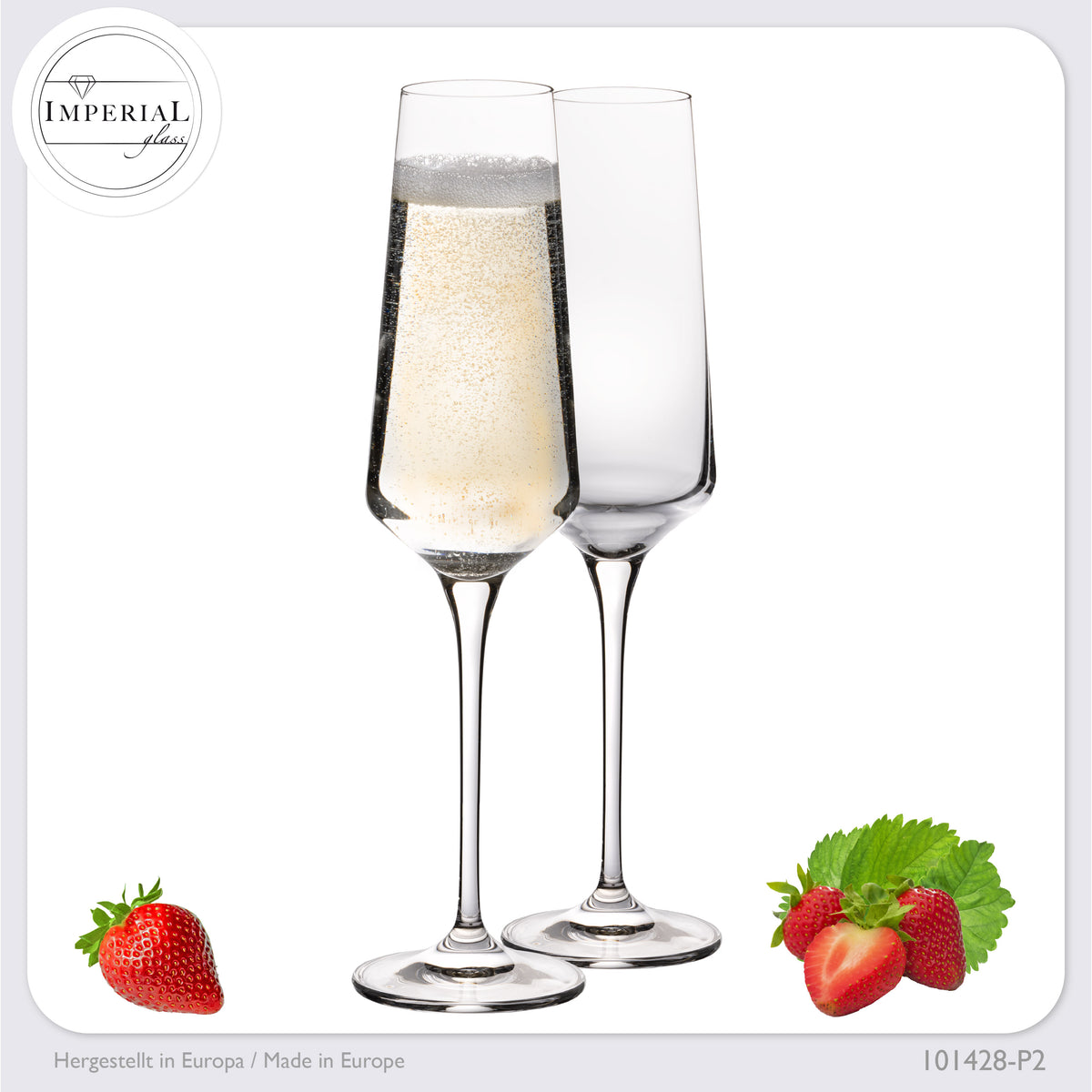 IMPERIAL glass Sektkelche 220ml Serie "Athen" Set 2-Teilig Sektgläser aus Crystalline Glas