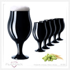 PLATINUX Czarne szklanki do piwa w kształcie tulipana, zestaw 6 sztuk, 450 ml (maks. 550 ml), szklane