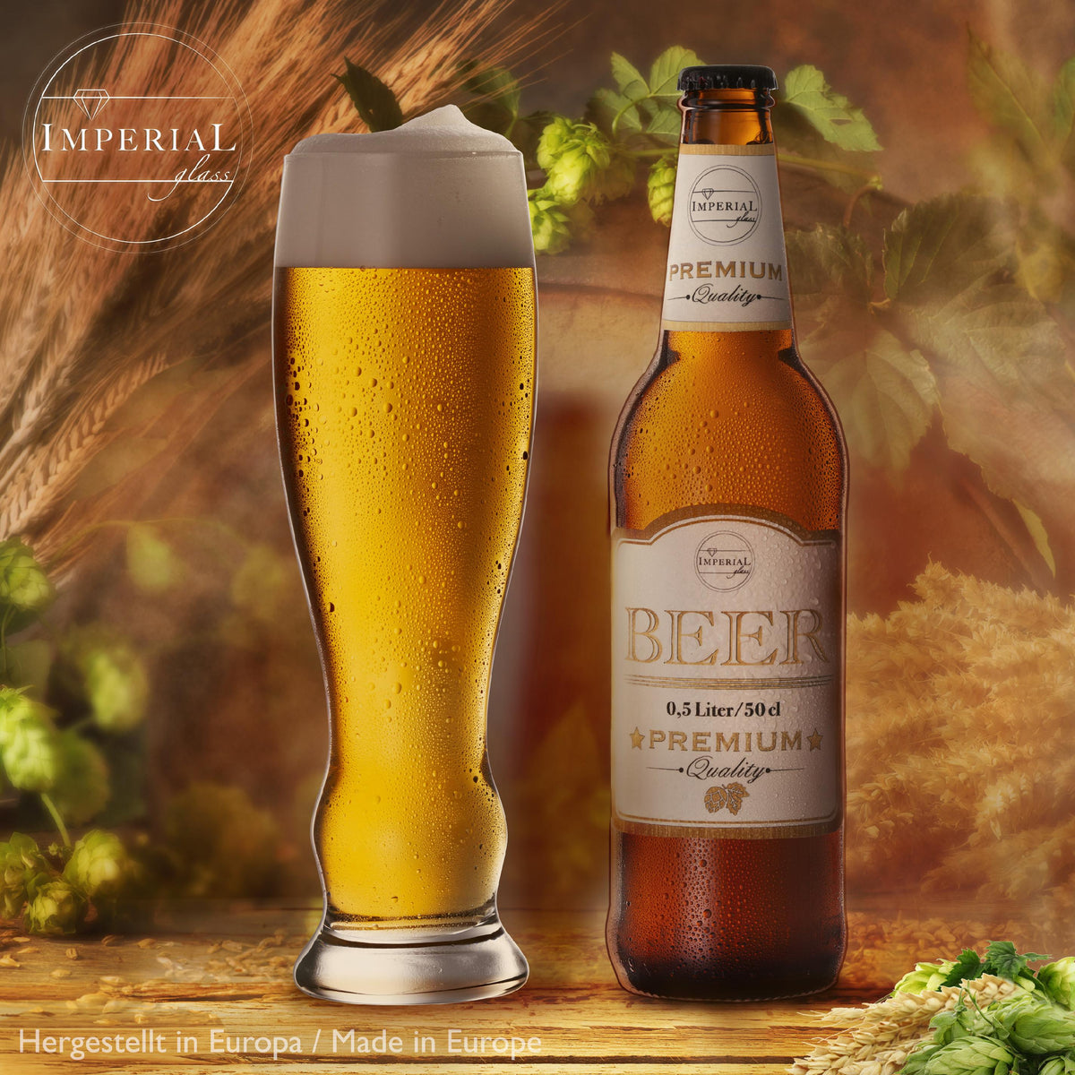 IMPERIAL glass Weizengläser 500ml (max. 600ml) Set 6-Teilig aus Glas 0,5L Spülmaschinenfest