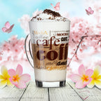 PLATINUX Szklanki do kawy z motywem maks. 350ml, zestaw 6 sztuk, ze szkła, szklanki do Latte Macchiato z uchem, szklanki do Cappuccino
