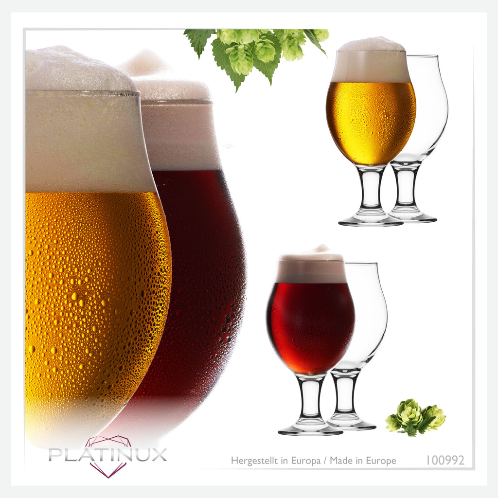 PLATINUX Zestaw 6 szklanek do piwa typu tulipan o pojemności 500 ml (maks. 560 ml) Szklanki do piwa pilzneńskiego Tulipan