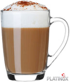 PLATINUX Szklanki do kawy szklanki do herbaty z uchwytem Zestaw 6 sztuk 250ml (maks. 320ml)