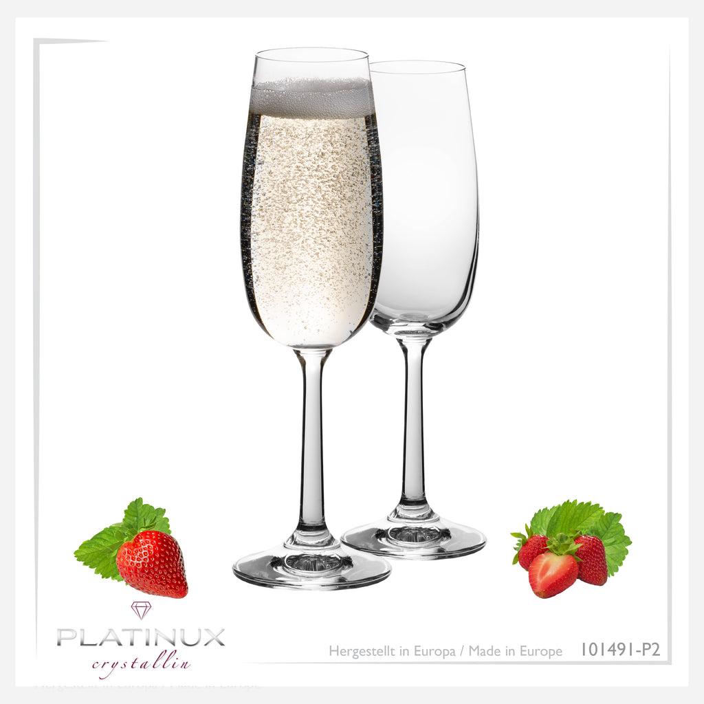 PLATINUM Kieliszki do szampana 150ml (max. 180ml) Kufelki do szampana ze szkła krystalicznego Zestaw 2-częściowy Można myć w zmywarce