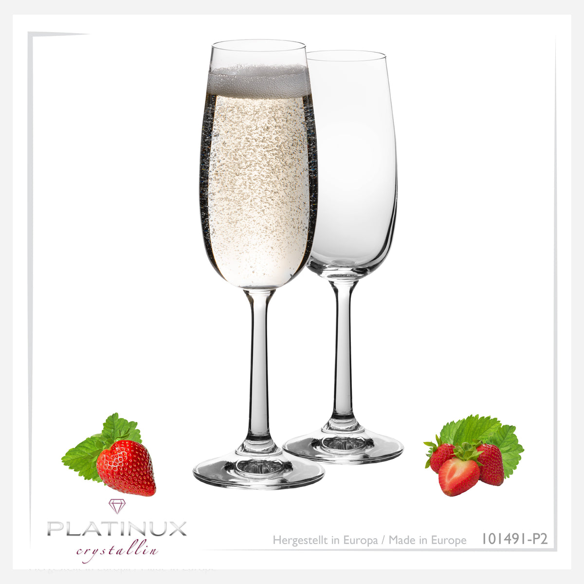 PLATINUM Kieliszki do szampana 150ml (max. 180ml) Kufelki do szampana ze szkła krystalicznego Zestaw 2-częściowy Można myć w zmywarce