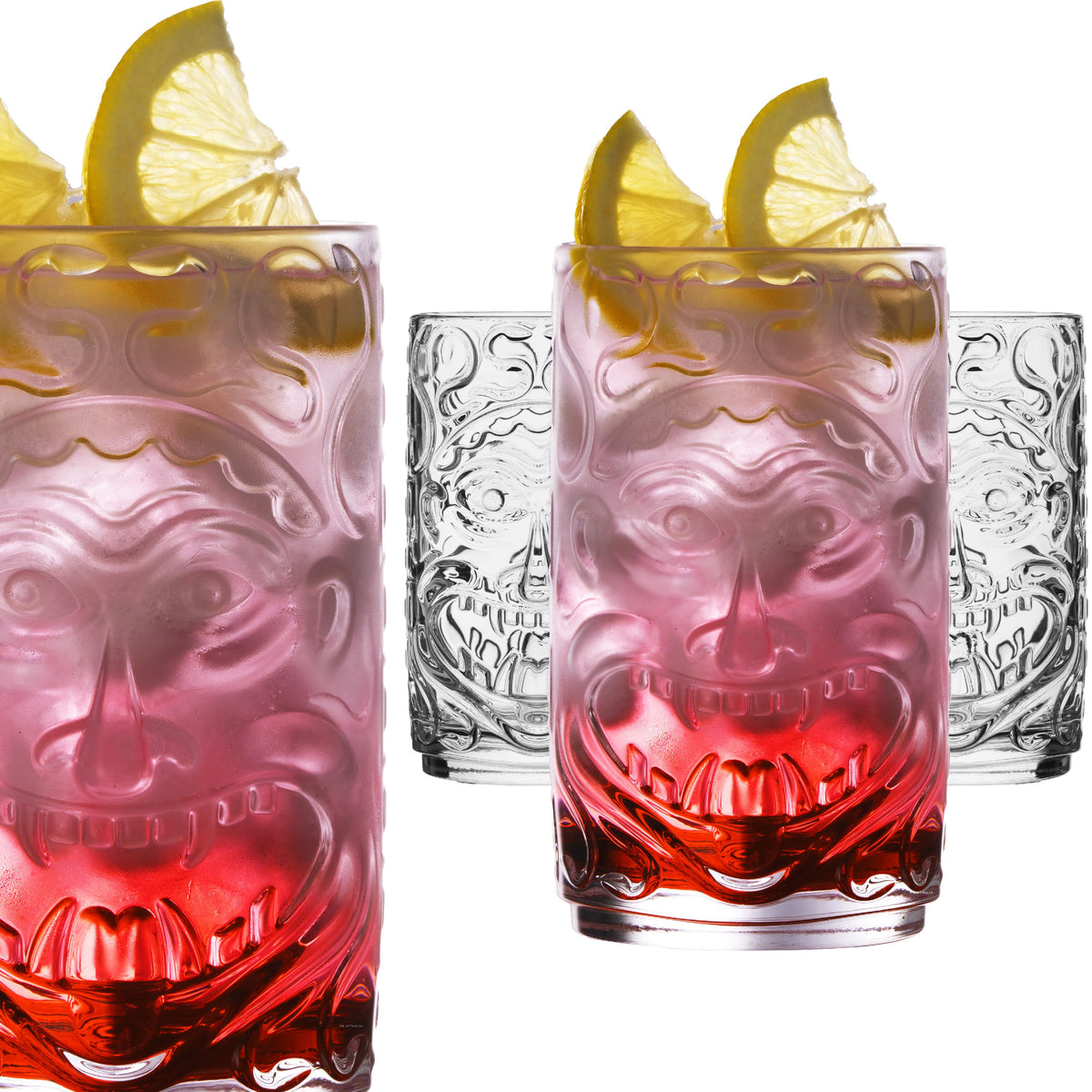 PLATINUX Tiki Zestaw 4 szklanek 350 ml (maks. 450 ml) Szklanki koktajlowe Szklanki do napojów