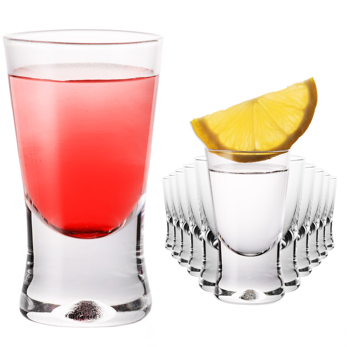 PLATINUX Kieliszki Shot 25ml 2,5cl w kształcie litery X Zestaw 12 sztuk Kieliszki z Serii "CrossLine" Można myć w zmywarce