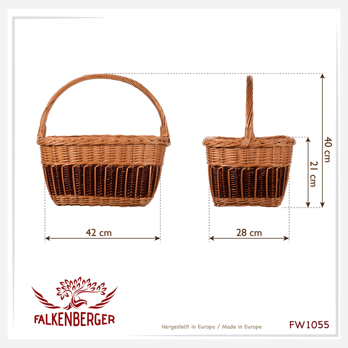 FALKENBERGER Kosz wiklinowy 42x28x21cm "Lara" Koszyk na zakupy z wikliny Rękodzieło