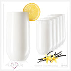 PLATINUX Eleganckie białe szklanki do picia 360ml (max. 440ml) Zestaw 6-częściowy Szklanki do wody