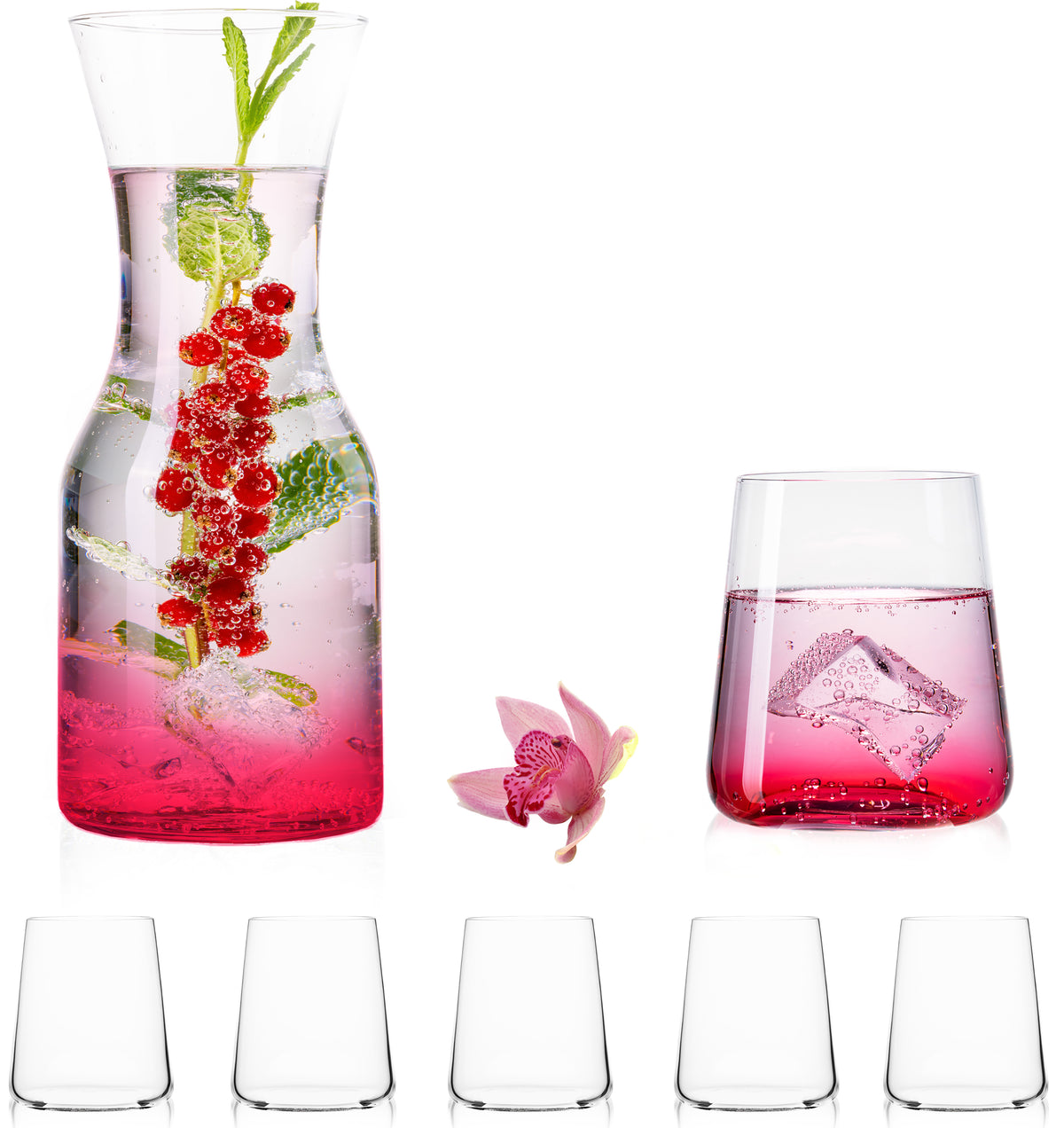 IMPERIAL glass Trinkgläser & Karaffe Set aus Glas 450ml / 1100ml 7-Teilig