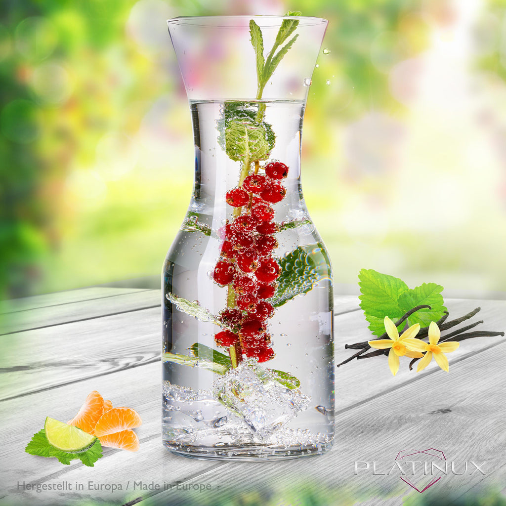 PLATINUX Karafki 600ml (maks. 1100ml) szklane 2 sztuki Karafka na wodę Karafka na napoje