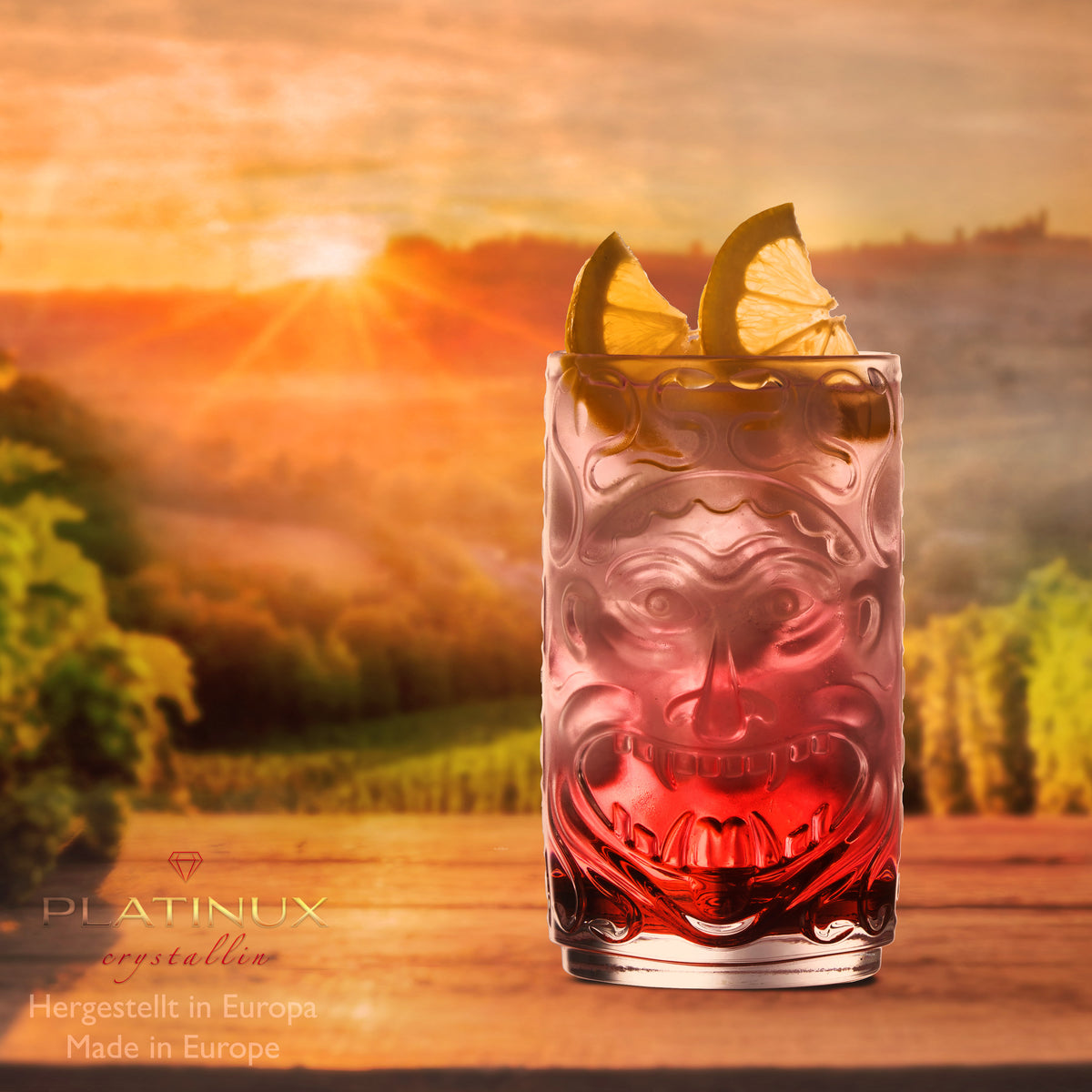 PLATINUX Tiki Zestaw 4 szklanek 350 ml (maks. 450 ml) Szklanki koktajlowe Szklanki do napojów