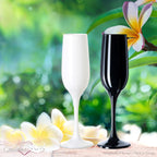 PLATINUX Czarne i Białe stabilne kieliszki do szampana Zestaw 6-częściowy 160ml (maks. 210ml) Szklanki do Prosecco ze szkła