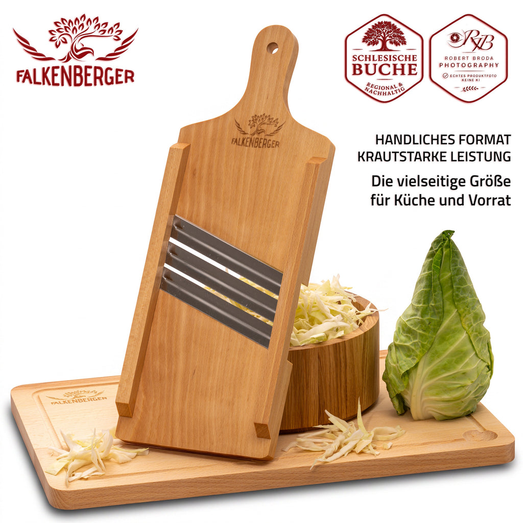 FALKENBERGER Krauthobel M massive Buche, Maße 43 × 16 × 3,5 cm Handgefertigt