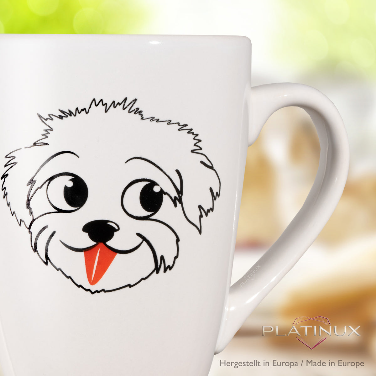 PLATINUX Filiżanka do kawy z uchem 250ml Kubek z motywem psa "Einstein" Filiżanka do herbaty