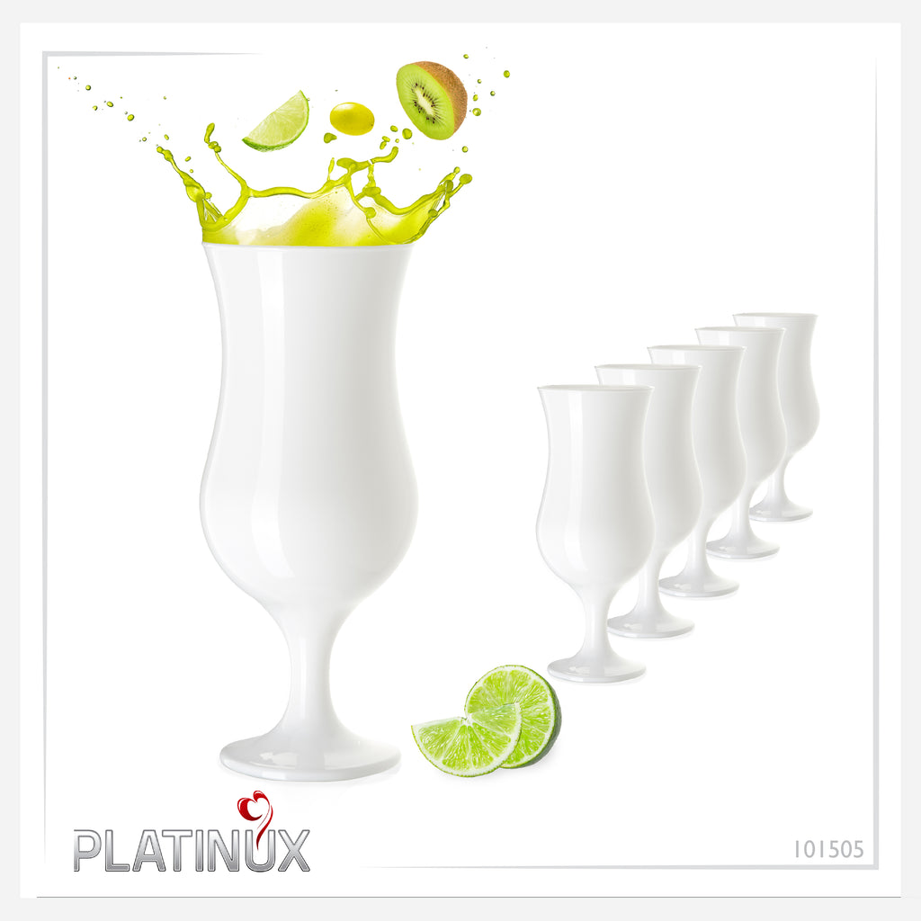 PLATINUX Białe szklanki koktajlowe 400ml (maks. 470ml) Szklanki do longdrinków zestaw 6 sztuk Szklanki barowe
