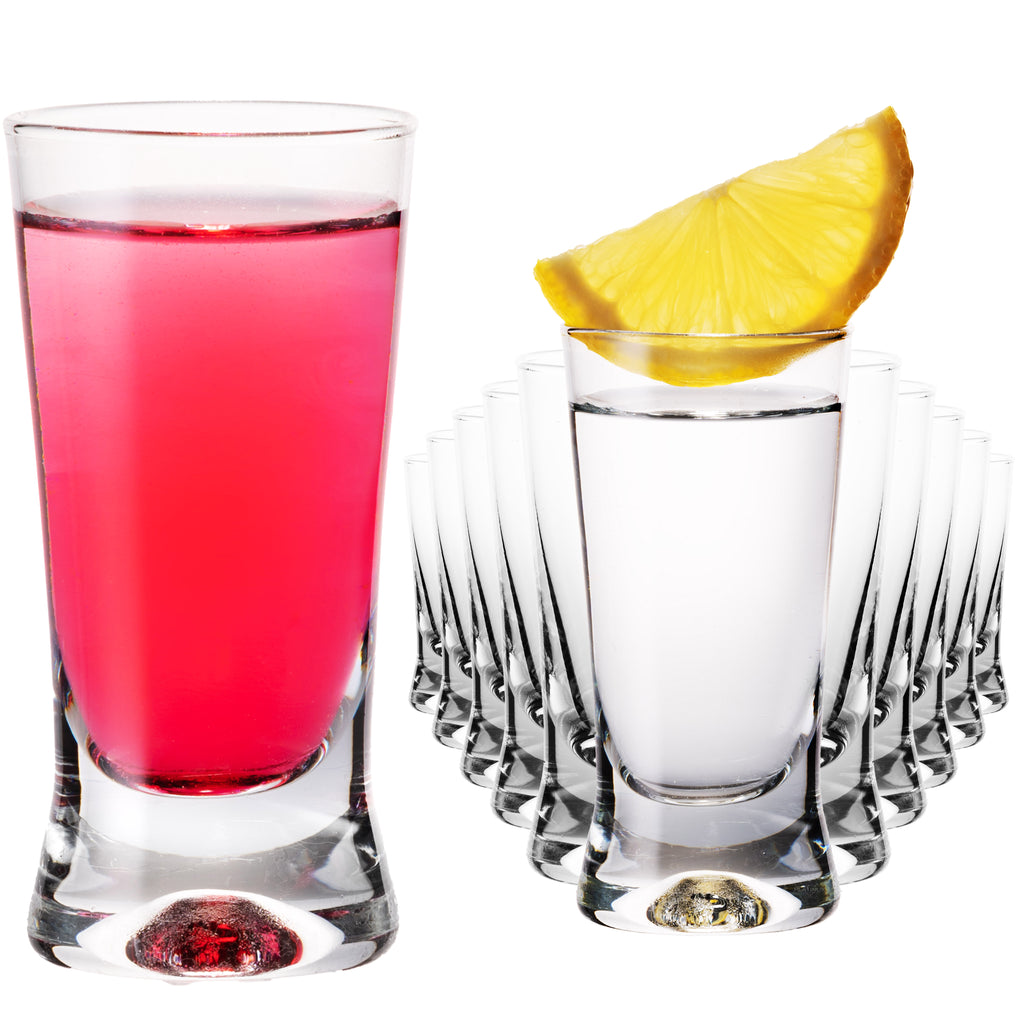 Kieliszki PLATINUX 50 ml 5 cl w kształcie X, zestaw 12-częściowy, wykonane ze szkła z serii „CrossLine”, nadające się do mycia w zmywarce