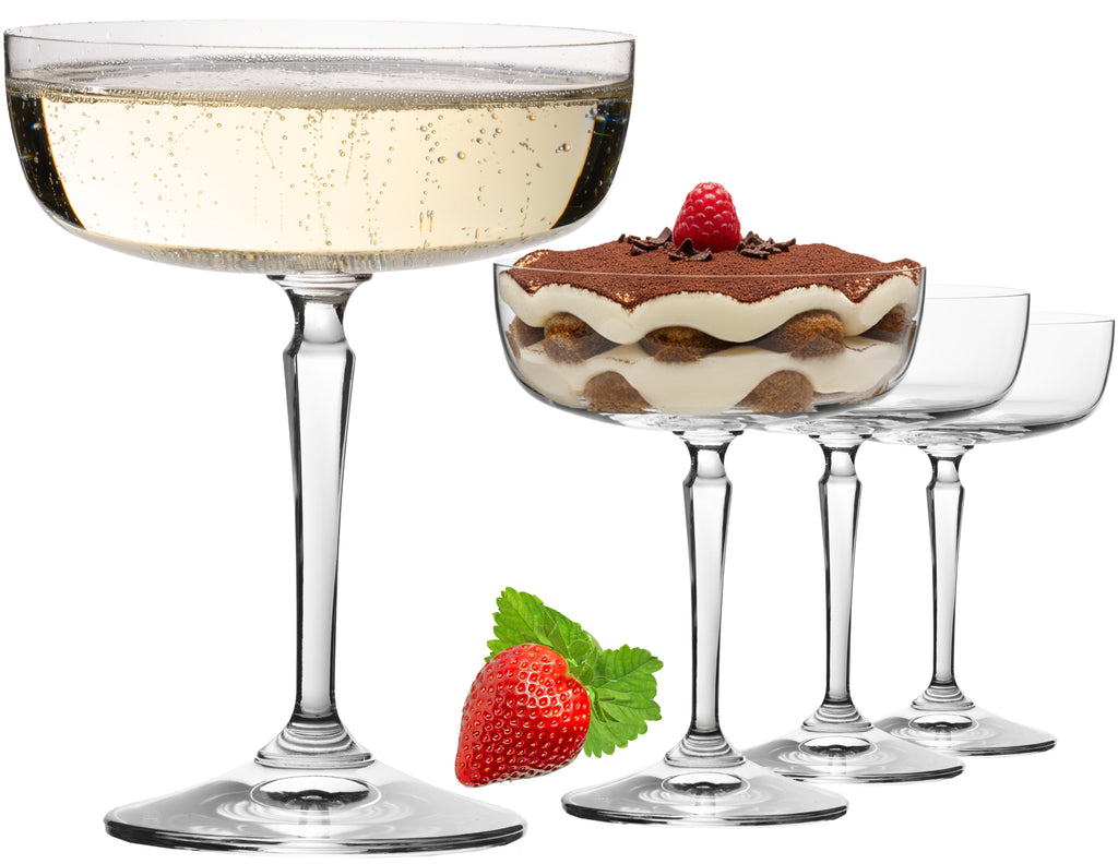 IMPERIAL glass Eckige Sektschalen 260ml Set 4-Teilig "Rio" Champagnergläser aus Crystalline Glas