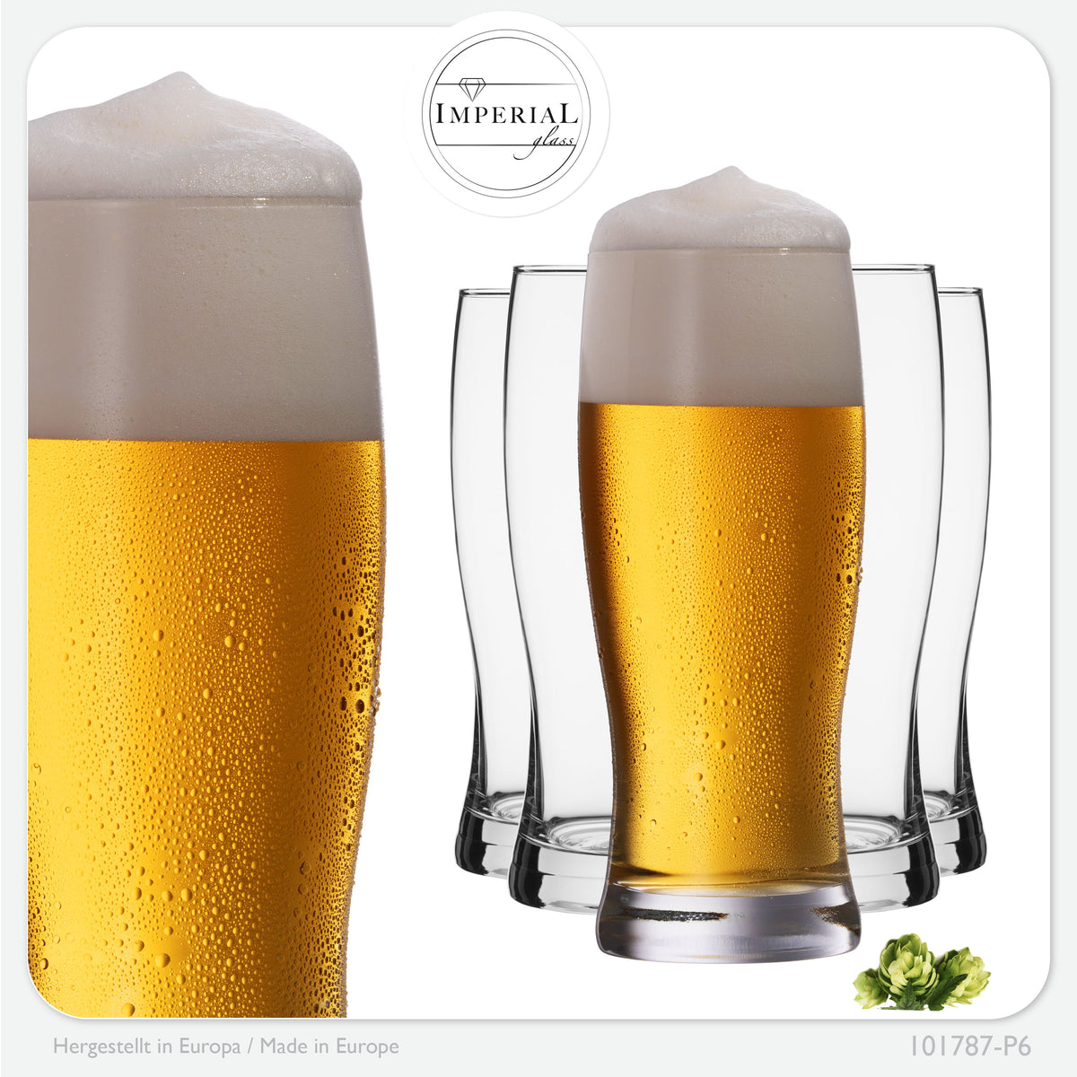 IMPERIAL glass Biergläser aus Glas 500ml (max 670ml) Set 6-Teilig