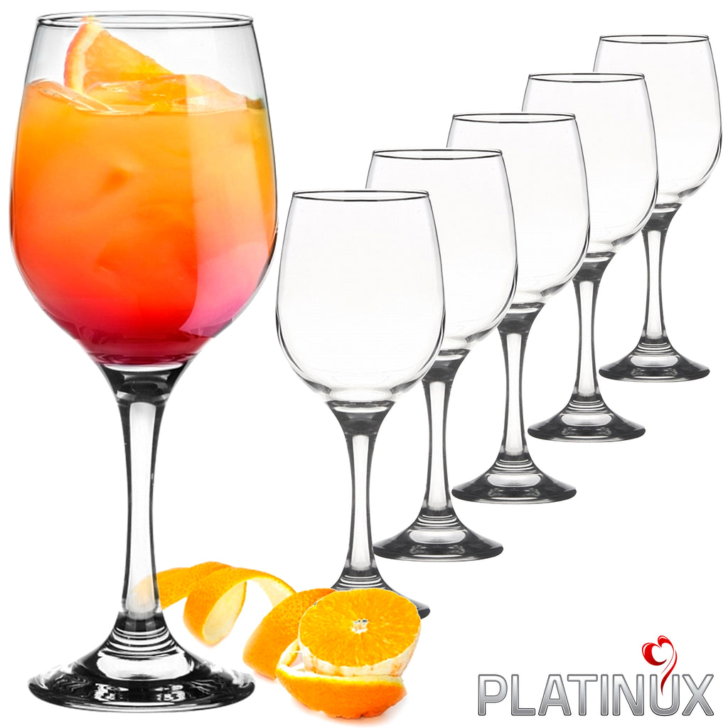 PLATINUX Kieliszki do wina Zestaw 6 szklanek na wodę 250ml Szklanki koktajlowe z litego szkła Szklanki do napojów