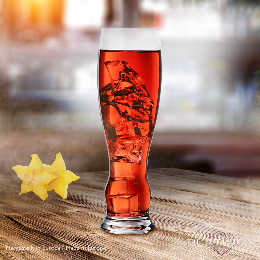 PLATINUX Wysokie szklanki do piwa 500ml (maks. 600ml) Zestaw 6-częściowy Szklanki do piwa pszenicznego ze szkła 0,5L
